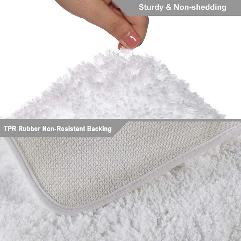 Seavish Luxury White Bath Rug, 2ft Shaggy Round Bathroom Rug,Non Slip Efficient Water Absorbent Machine Washable Tufted Circle Bath Mat Microfiber Soft Thick Plush Circular Rug Floor Carpet - Image 4